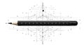 Pencil Blueprint with Geometric Design Elements and Scale Royalty Free Stock Photo