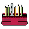 Pencil box icon color outline vector Royalty Free Stock Photo