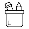 Pencil box vector icon, stationery tools box Royalty Free Stock Photo