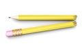 Pencil broken in half on white background. 3d rendering