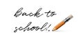 Pencil with a broken tip and Back to school phrase isolated on white background. Vector realistic illustration.