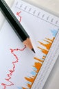 Pencil and business graph Royalty Free Stock Photo