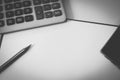 Pencil, calculator and piece of white blank paper Royalty Free Stock Photo