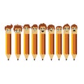 pencil cartoons with different facial expressions. Vector illustration decorative design Royalty Free Stock Photo