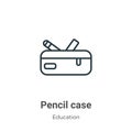 Pencil case outline vector icon. Thin line black pencil case icon, flat vector simple element illustration from editable education Royalty Free Stock Photo