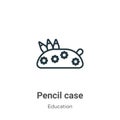 Pencil case outline vector icon. Thin line black pencil case icon, flat vector simple element illustration from editable education Royalty Free Stock Photo