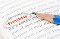 Pencil circle highlight on friendship word Royalty Free Stock Photo