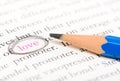 Pencil circle highlight on word love Royalty Free Stock Photo