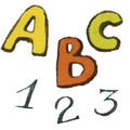 Pencil clipart with letters and numbers Royalty Free Stock Photo