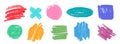 Pencil Color Squiggles Vector Set. Chalk Scribble Underline Shapes Collection. Colorful Hand Drawn Brush Texture