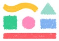 Pencil Color Squiggles Vector Set. Chalk Scribble Underline Shapes Collection. Colorful Hand Drawn Brush Texture