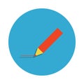 pencil colored in blue badge icon. Element of school icon for mobile concept and web apps. Detailed pencil icon can be used for we