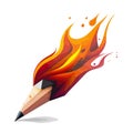 Pencil with colorful flames on a white background. For your design Royalty Free Stock Photo