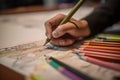 Pencil colorful hand draw. Generate Ai
