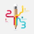 Pencil colorful science and education line concept vector design Royalty Free Stock Photo