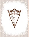 Pencil combined with crown, vector simple trendy logo or icon for designer or studio, creative king.