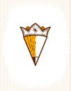 Pencil combined with crown, vector simple trendy logo or icon for designer or studio, creative king, royal design.