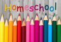 Pencil Crayons with text Homeschool Royalty Free Stock Photo