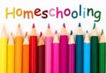 Pencil Crayons with text Homeschooling Royalty Free Stock Photo