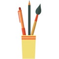 Pencil cup vector, pen holder, office or school box Royalty Free Stock Photo
