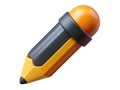 Pencil 3d render. Writing tool icon, education and creativity symbol, note taking object Royalty Free Stock Photo