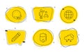 Pencil, 360 degrees and Algorithm icons set. Globe, Drop counter and Snow weather signs. Vector