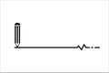 pencil draw a line in horizontal vector illustration. line with a little pulse wave diagram. writing and drawing sign