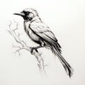 Black And White Bird Drawing: Hyper-realistic Animal Illustration By Ryu Tsukaishi