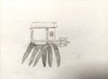 Pencil drawing of cameramen spider by children Royalty Free Stock Photo