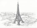 Pencil Drawing Eiffel Tower