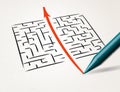 Pencil drawing the exit way out from maze Royalty Free Stock Photo