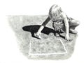 Pencil Drawing of Girl Playing Hopscotch Royalty Free Stock Photo