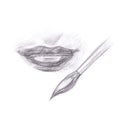 Pencil drawing of makeup lips