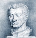 Pencil drawing. Marble bust of Gattamelata Erasmo of Narni