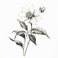 Realistic Flower Drawing On White Background: Darkly Romantic Illustration Royalty Free Stock Photo