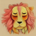 Pencil drawing portrait of a lion. Sleeping lion head. AI-generated