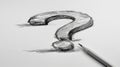 A pencil drawing of a question mark representing curiosity on a plain white background Royalty Free Stock Photo