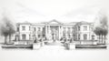 Luxury Villa Drawing: Neoclassical Clarity With Detailed Shading