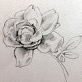 Pencil drawing textured abstract background handmade . Floral pattern .Single rose flower in the garden .