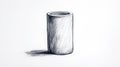 Hand drawn 3d cylinder sketched with pencil on white background Royalty Free Stock Photo