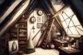 pencil-drawn attic filled with curiosities and hidden treasures