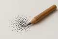 The pencil draws pixelated squares, creating a digital pattern. Space for text. Royalty Free Stock Photo