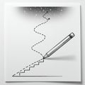 A pencil draws a staircase in a black and white illustration. The staircase converts into a Royalty Free Stock Photo