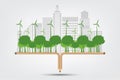 Pencil Ecology and Environmental Concept,Town With Eco-Friendly Ideas,Vector Illustration