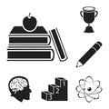 School and education black icons in set collection for design.College, equipment and accessories vector symbol stock web Royalty Free Stock Photo