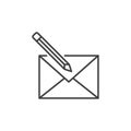 Pencil with Envelope vector Email Edit concept outline icon Royalty Free Stock Photo