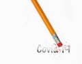 Pencil eraser erasing Covid-19 text