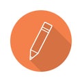 Pencil with eraser. Flat linear long shadow icon