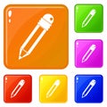 Pencil with eraser icons set vector color Royalty Free Stock Photo