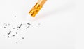 Pencil eraser removing a written mistake on a white paper. Royalty Free Stock Photo